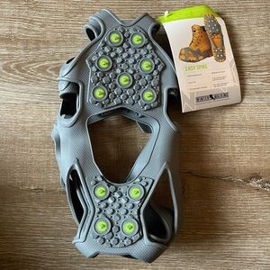 NEW!!  Winter Walking Easy Spike Gray Traction Cleats with Green Spikes XL